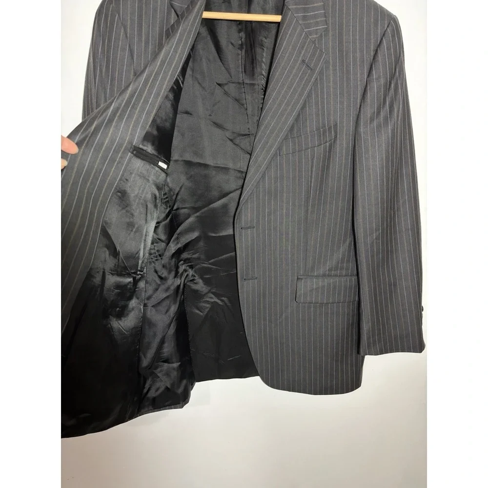 Lauren Ralph Lauren Blazer‎ Mens 40R Grey Pinstripe Wool Two-Button Suit Jacket